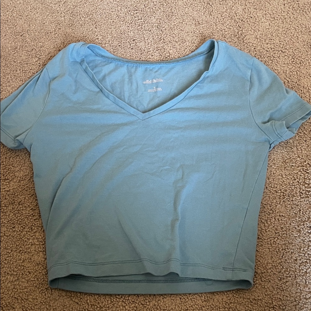 Wild Fable Sky Blue V-Neck Crop Top